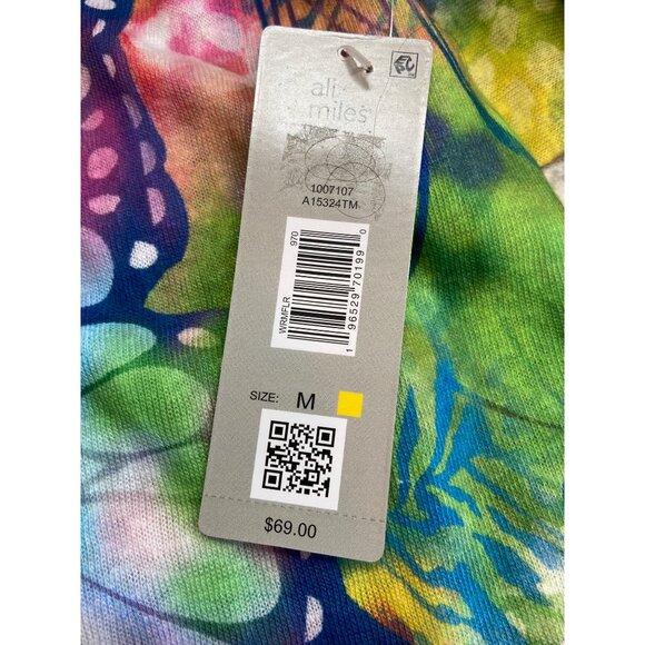 NWT Ali Miles  Tunic Top S Rainbow Butterfly  Artsy Colorful Boho Resort Wear - Picture 7 of 9